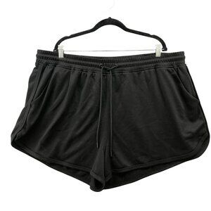 City Chic‎ CCX Sweat Shorts Womens XXL / 24 Black Drawstring Fleece Lounge